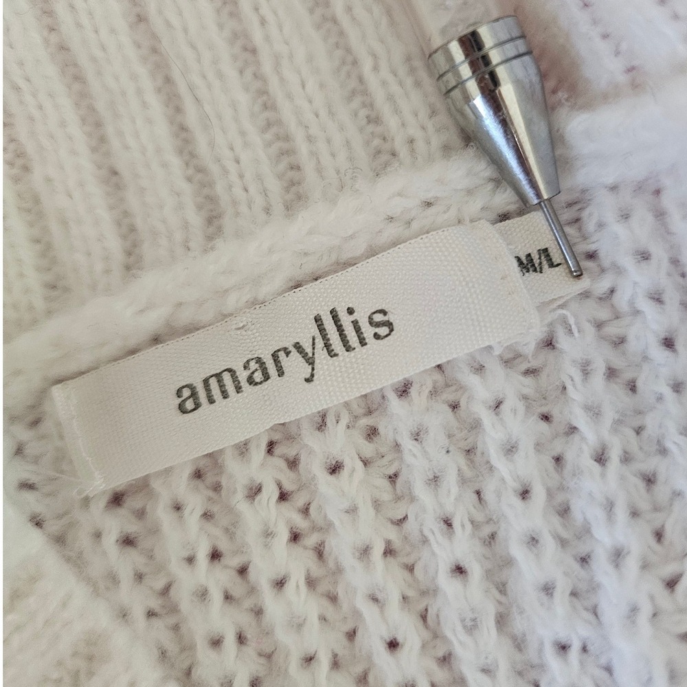 Amaryllis‎ White Chunky Knit V-Neck Sweater Vest Oversized High Low ML - Picture 6 of 7
